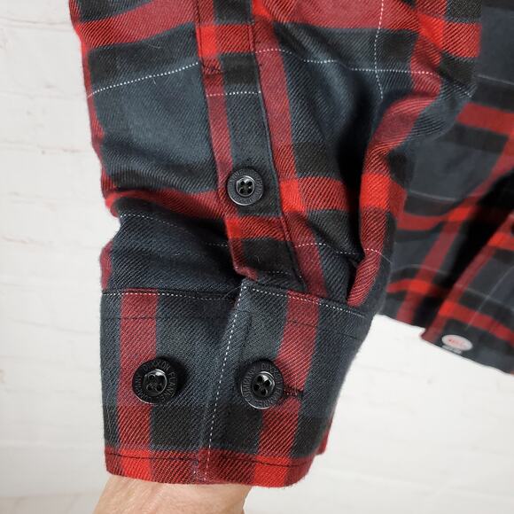 Dixxon Flannel Bell Helmets Collab Jacket Mens M Button Zip Up Work Wear Plaid - Picture 6 of 15